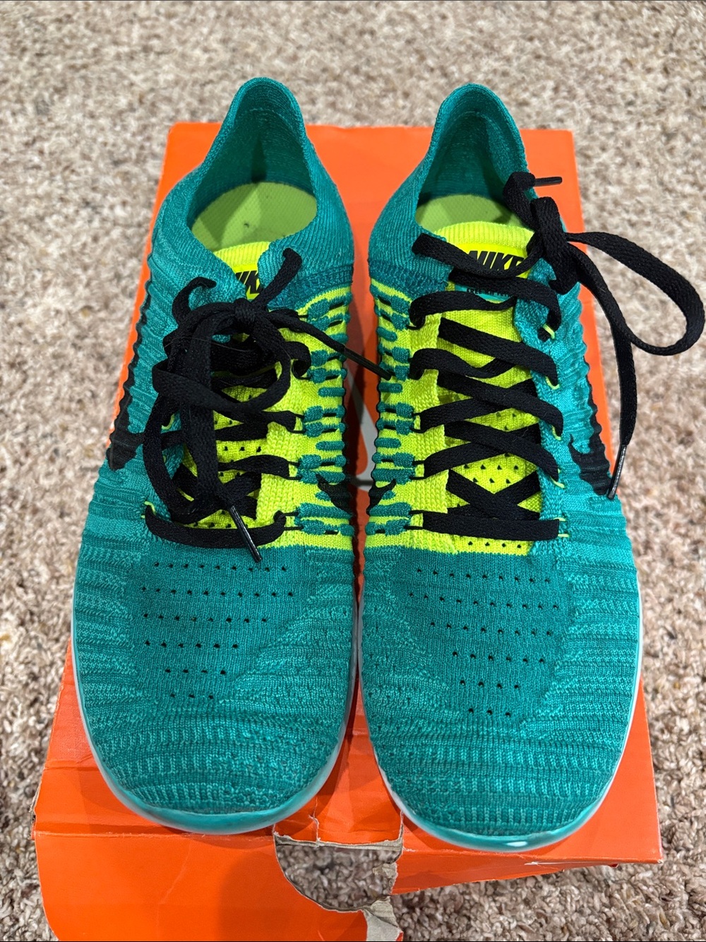 Nike Teal & Volt Flyknit Running Shoes